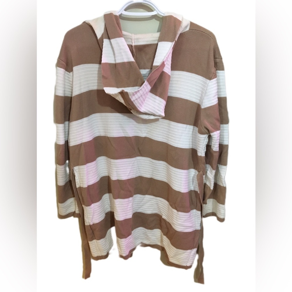 Brown and White Striped Women's Sweater - Picture 2 of 5